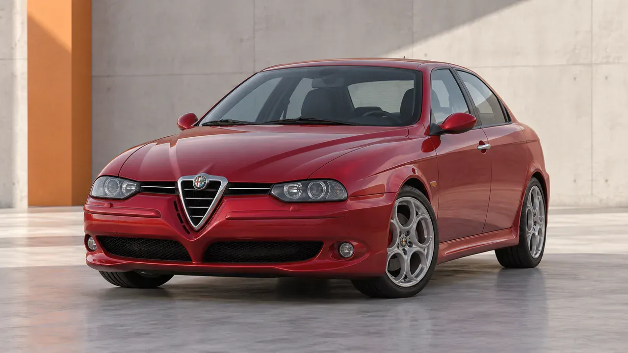 AI-generated editorial cover for “Alfa Romeo 156 GTA Details”, based on Alfa Romeo 156 GTA.