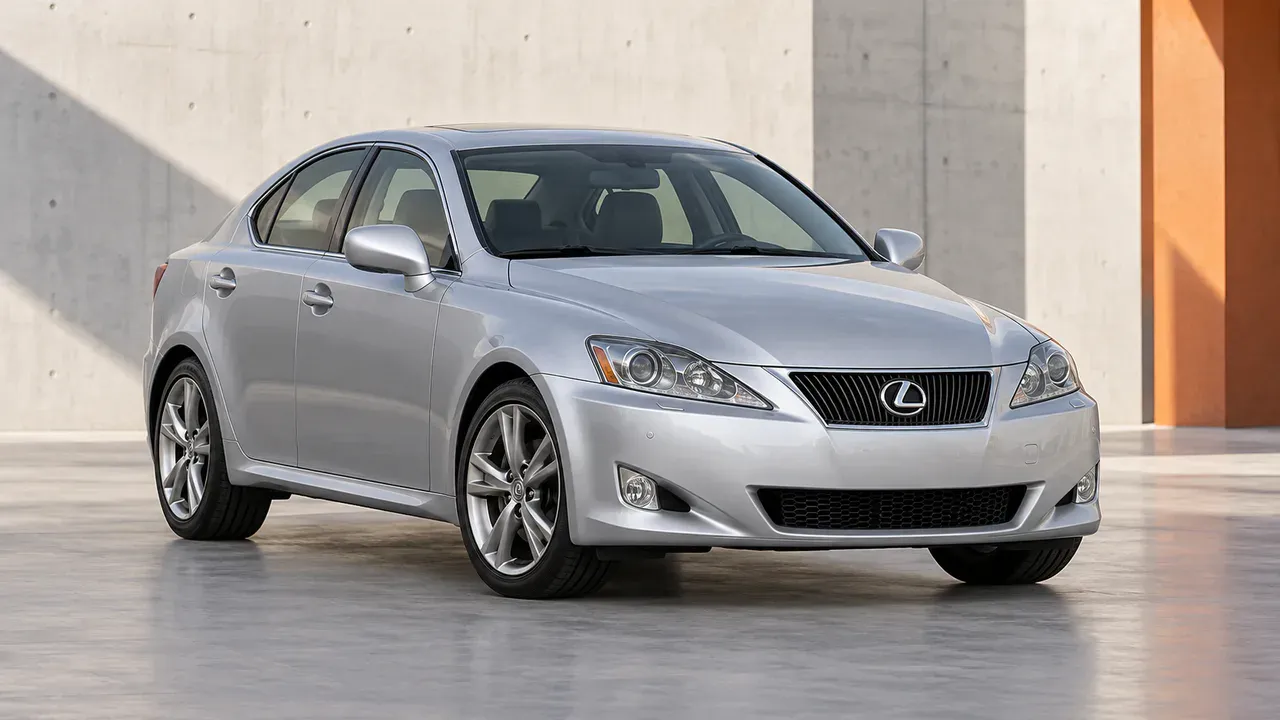 AI-generated editorial cover for “Buying a Lexus 2IS: Running Costs and Buyer Advice”, based on Lexus XE20 IS 2005 Buyers Guide.