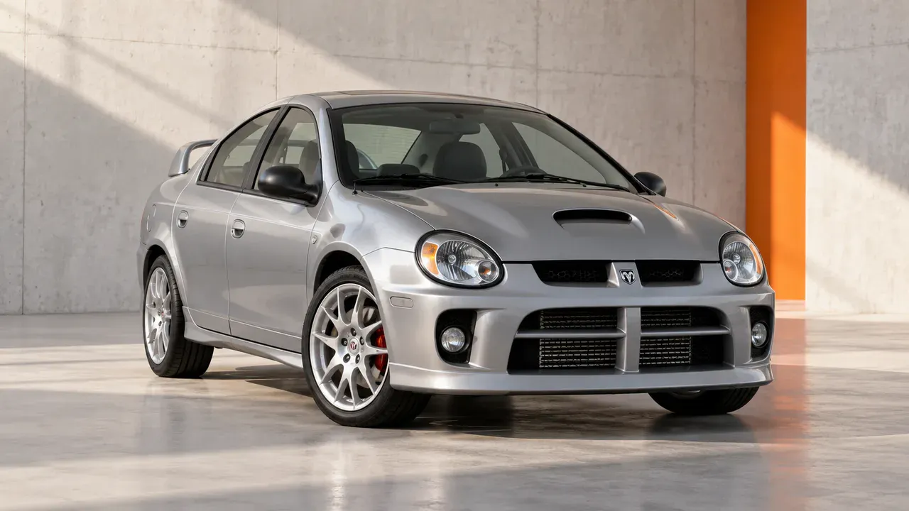 AI-generated editorial cover for “Inside the Dodge Neon SRT-4 Performance Build”, based on Dodge Neon SRT-4.