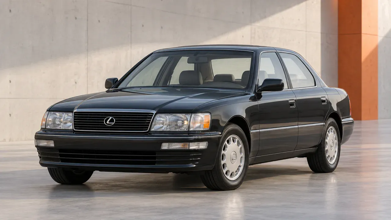 AI-generated editorial cover for “The Genesis of the Lexus LS 400”, based on Lexus LS400 Buyers Guide.